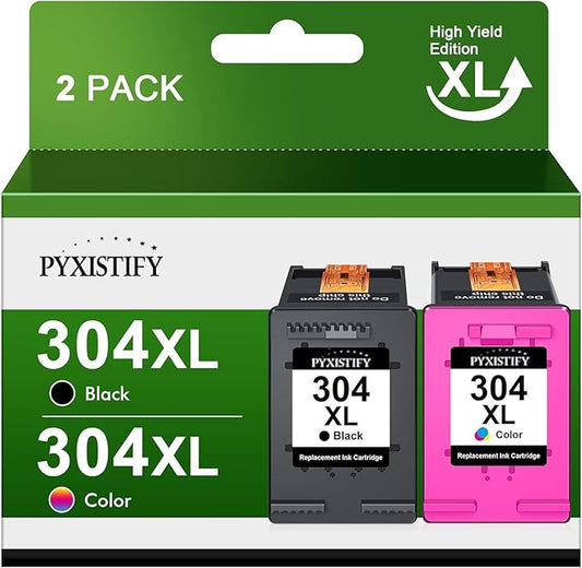PYXISTIFY 304XL Ink Cartridges Combo Pack Remanufactured for HP 304XL Ink Black & Colour