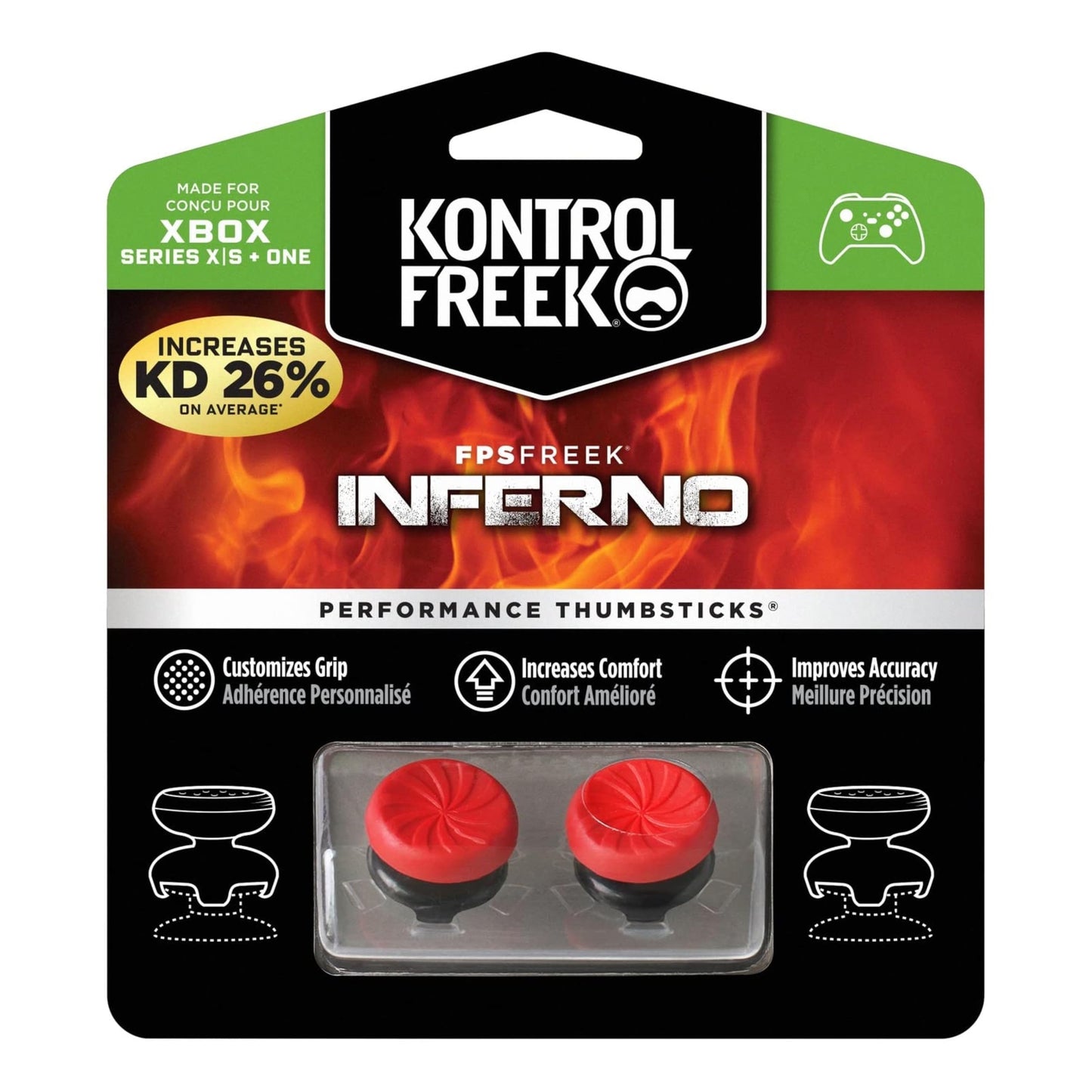 KontrolFreek FPS Freek Inferno pour manette Xbox One et Xbox Series X - Joysticks haute performance - 2 concaves hautes