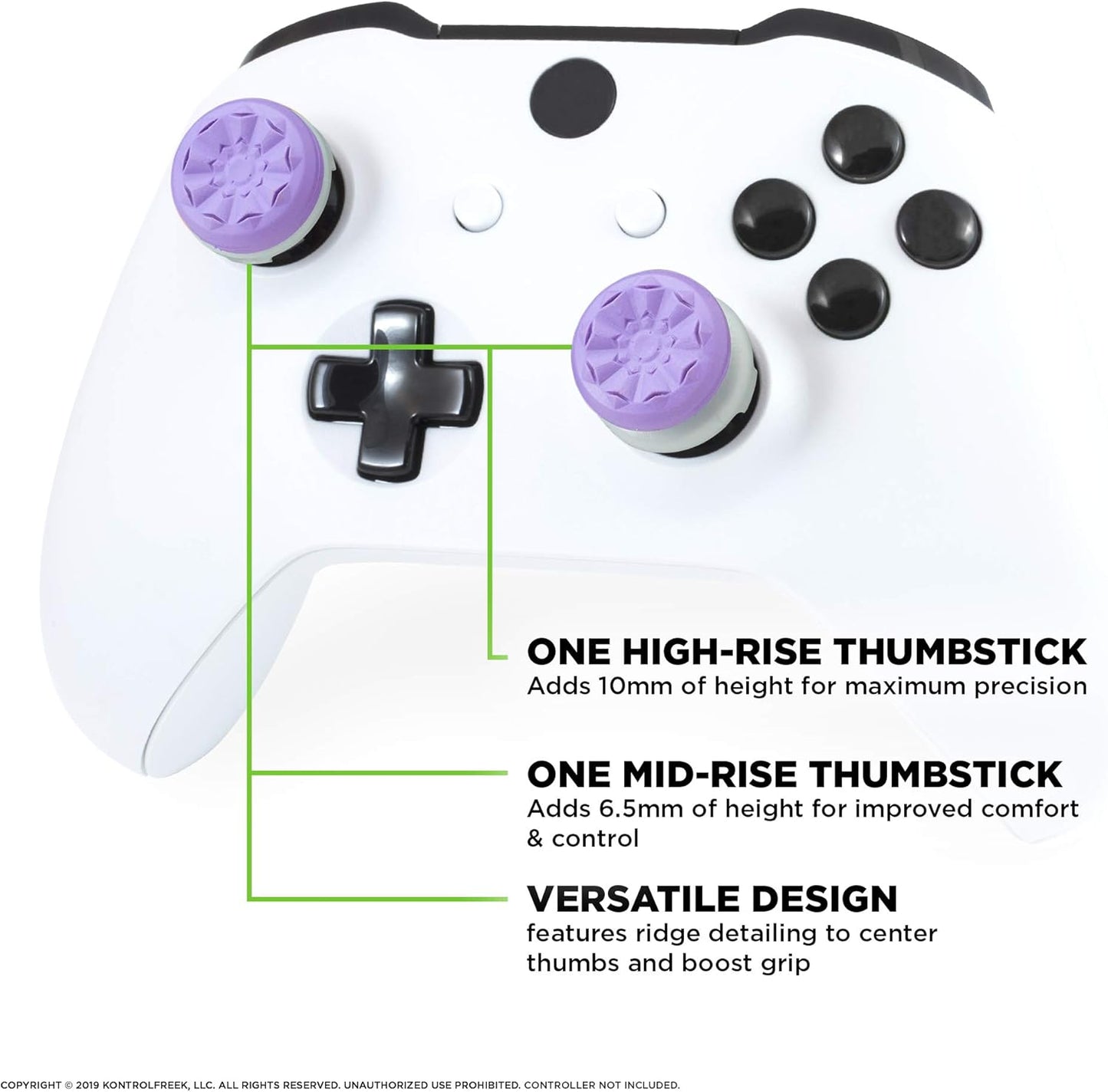 KontrolFreek FPS Freek Galaxy for Xbox One and Xbox Series X | 1 High-Rise, 1 Mid-Rise | 2 Performance Thumbsticks | Purple