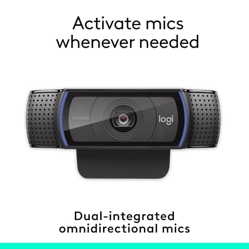Logitech C920e / C920 HD Webcam, Full HD 1080p Video Calling and Recording, Dual Stereo Audio, Stream Gaming - Black