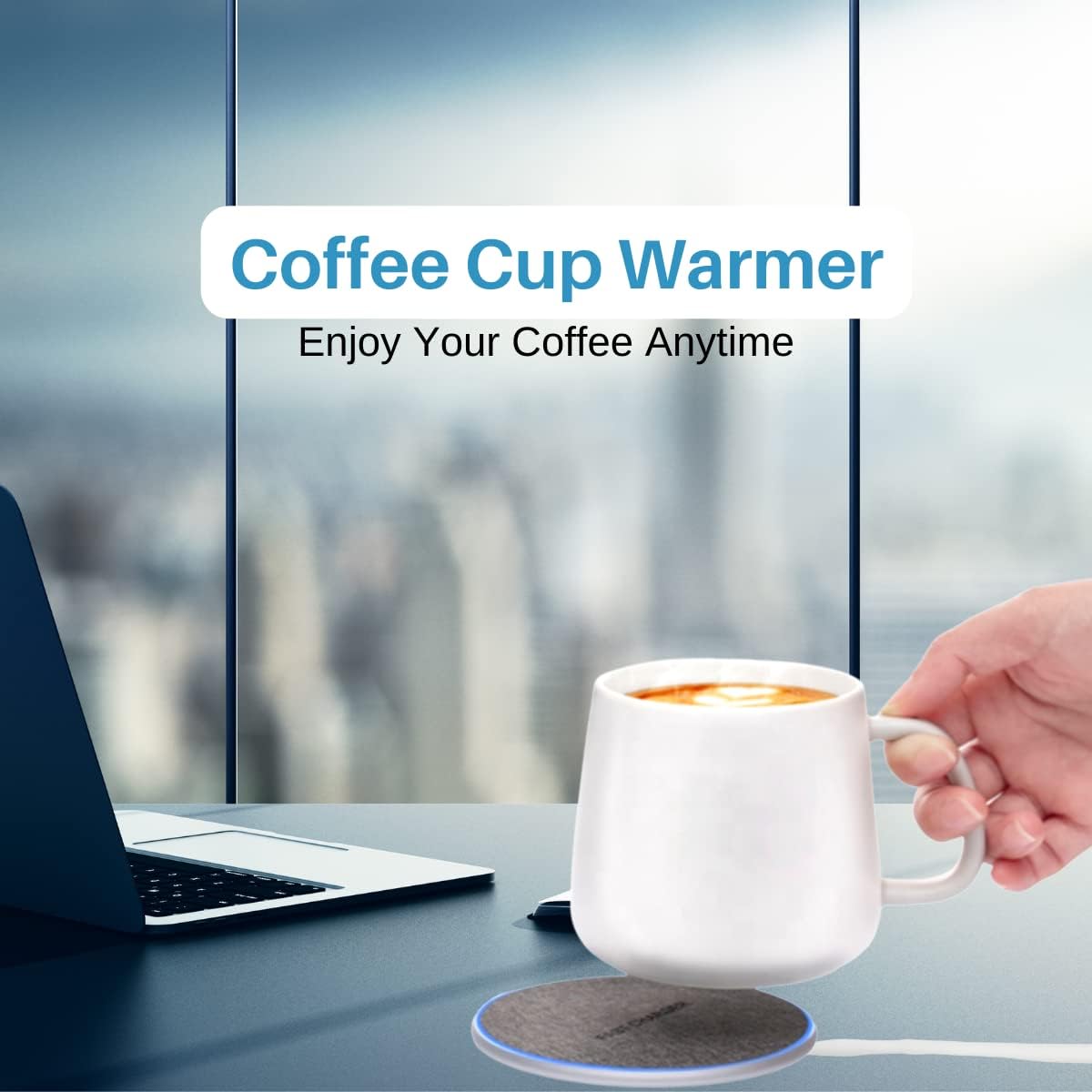 PYXISTIFY 2-in-1 Coffee Mug Warmer & Wireless Charger With Stylish Mug - Fast iPhone Charger - Heated Cup Coaster