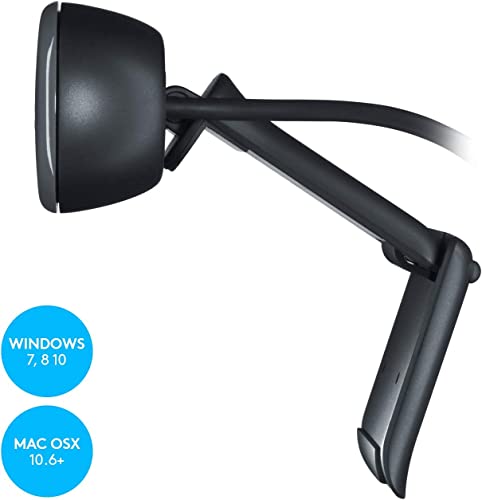 Webcam Logitech C270 HD, HD 720p/30 ips, appels vidéo HD grand écran, correction de la lumière HD, microphone antibruit, compatible Skype, FaceTime, Hangouts, Teams, WebEx, Zoom, PC/Mac/Ordinateur portable/Macbook/Tablette