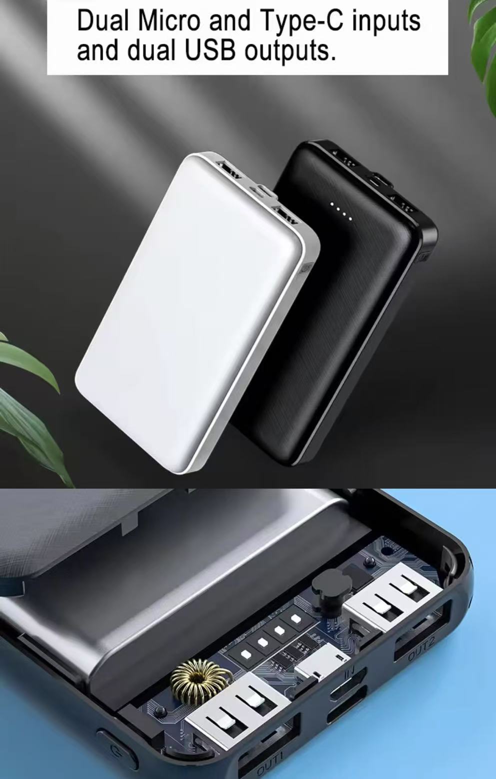 PYXISTIFY 10,000mAh Power Bank | Ultra-Compact Portable Charger | Type-C (In & Out), Dual USB-A Ports Output (Black Colour)