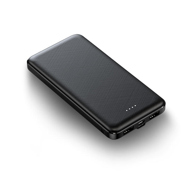 PYXISTIFY 10,000mAh Power Bank | Ultra-Compact Portable Charger | Type-C (In & Out), Dual USB-A Ports Output (Black Colour)