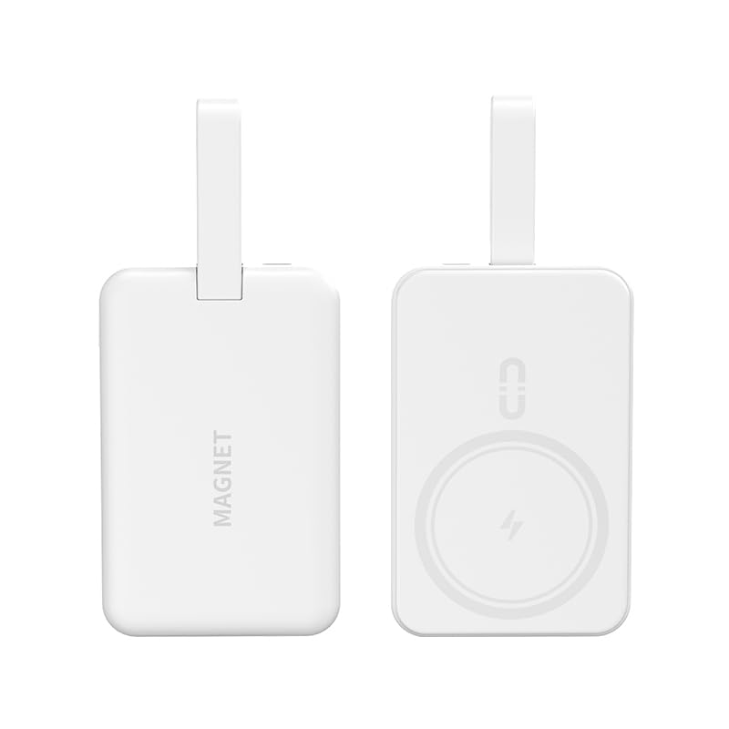 Batterie externe ergonomique compatible Mag-Safe | Chargeur rapide portable PD 22,5 W | Batterie externe magnétique sans fil compatible avec les séries Samsung/Huawei/Android/iPhone