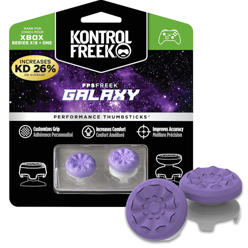 KontrolFreek FPS Freek Galaxy for Xbox One and Xbox Series X | 1 High-Rise, 1 Mid-Rise | 2 Performance Thumbsticks | Purple