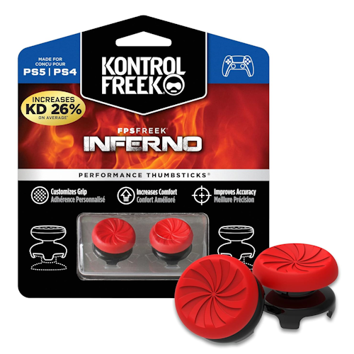 KontrolFreek FPS Freek Galaxy for Play Station 4 and Play Station 5 | Performance Thumbsticks | 1 High-Rise, 1 Mid-Rise | Red