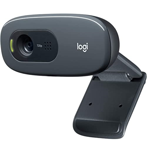 Logitech C270 HD Webcam, HD 720p/30fps, Widescreen HD Video Calling, HD Light Correction, Noise-Reducing Mic, For Skype