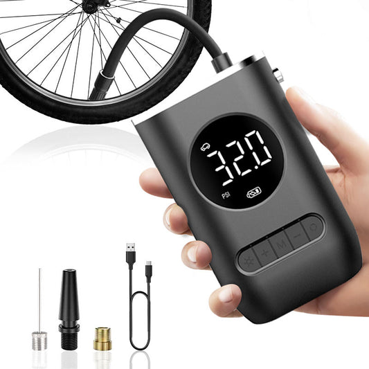Mini Wireless Tire Inflator – Rechargeable Digital Air Pump Compressor for Car, Bike & Motorcycle