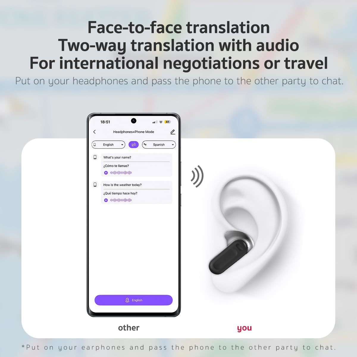 HTC NE20 Translation Earbuds - 2026 New AI 135 Language Translator Earbuds,Translate Ear Buds for Travel Learning