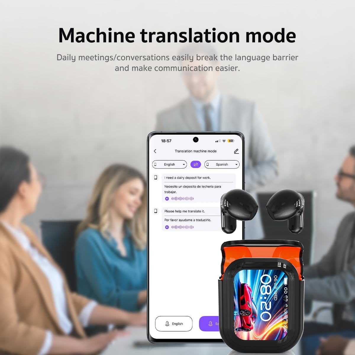 HTC NE20 Translation Earbuds - 2026 New AI 135 Language Translator Earbuds,Translate Ear Buds for Travel Learning