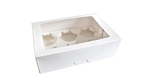 PYXISTIFY Cupcake Boxes | Built-in POPUP Boxes | 6 Holes Insert Cake Boxes | Each Hole Firmly Holds in Upright Position Cupcake, Pastry, Cake, Muffin, Donut, Macaron