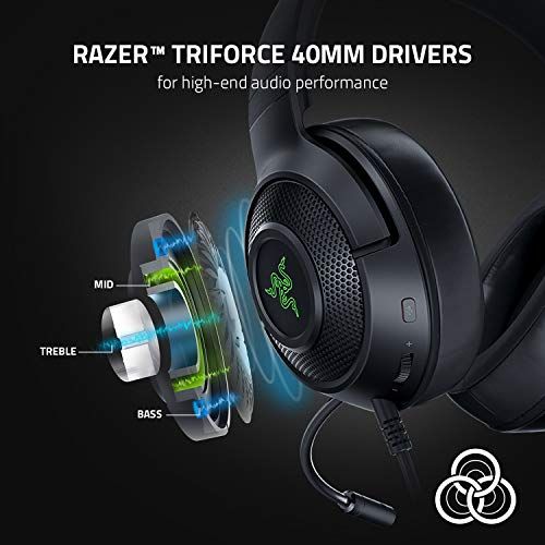 Razer Kraken V3 X Gaming Headset: 7.1 Surround Sound - Triforce 40mm Drivers - HyperClear Bendable Cardioid Mic