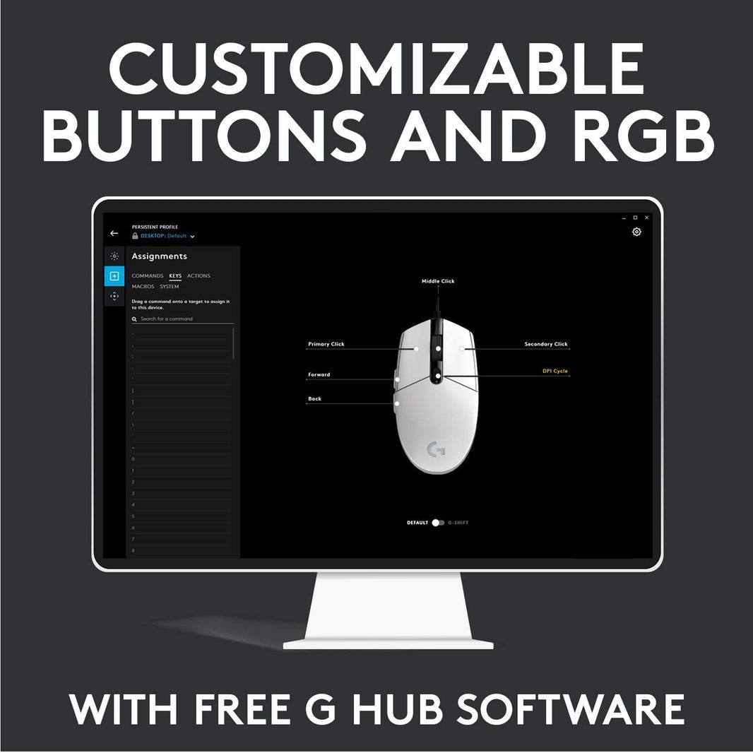 Logitech G102 Light Sync Gaming Mouse with Customizable RGB Lighting, 6 Programmable Buttons, Gaming Grade Sensor