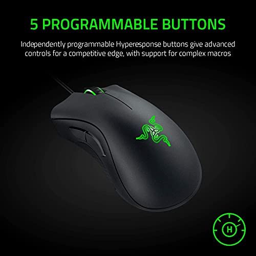Razer DeathAdder Essential Gaming Mouse: 6400 DPI Optical Sensor - 5 Programmable Buttons - Mechanical Switches