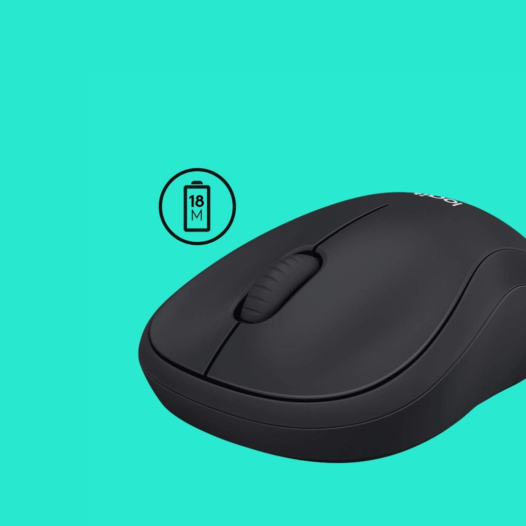 Logitech B220 SILENT Wireless Mouse, 2.4 GHz with USB Receiver, 1000 DPI Optical Tracking, 18-Month Battery