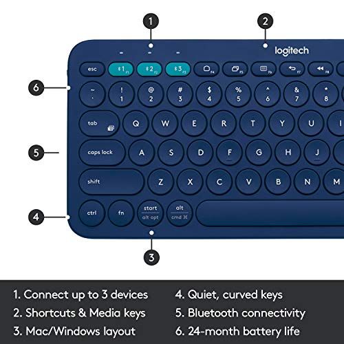 Logitech K380 Multi-Device Wireless Keyboard, Easy-Switch up to 3 Devices, Slim, Battery-PC 2 Years