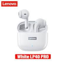 Lenovo LP40 Pro Wireless Earbuds | Bluetooth 5.1 Headphones in-Ear 25H Playtime | USB-C Fast Charge | Deep Bass | White