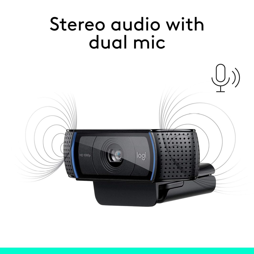 Logitech C920e / C920 HD Webcam, Full HD 1080p Video Calling and Recording, Dual Stereo Audio, Stream Gaming - Black