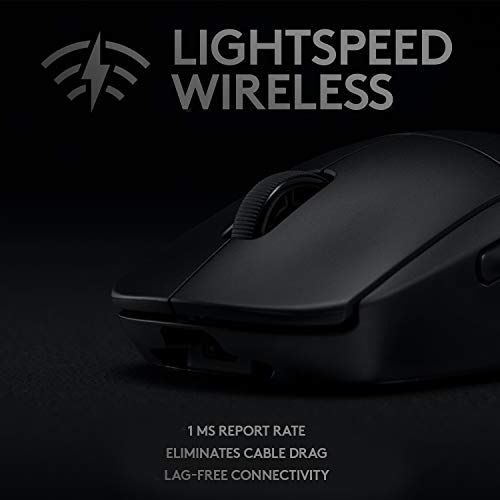 Logitech G PRO Wireless Gaming Mouse, HERO 25K Sensor, 25,600 DPI, RGB, Ultra Lightweight, 4-8  - Black