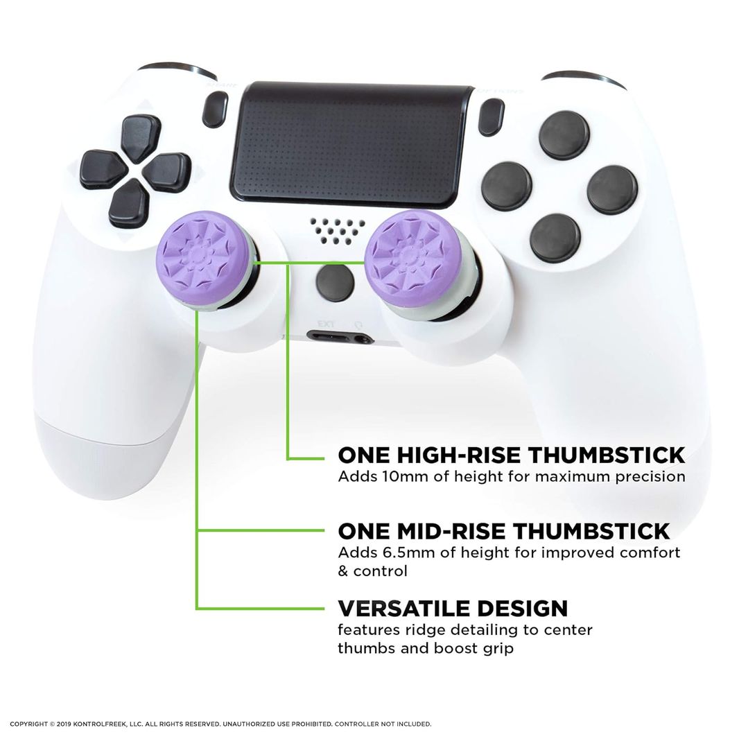 KontrolFreek FPS Freek Galaxy Purple for Play Station 4 and 5 | Performance Thumbsticks | 1 High-Rise, 1 Mid-Rise | Purple