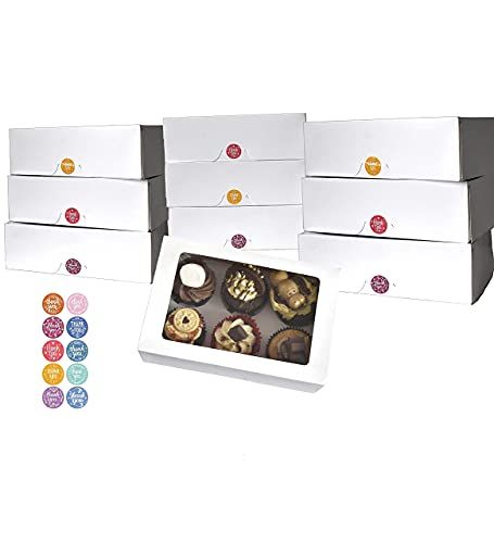 PYXISTIFY Cupcake Boxes | Built-in POPUP Boxes | 6 Holes Insert Cake Boxes | Each Hole Firmly Holds in Upright Position Cupcake
