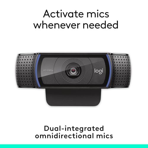 Logitech C920e / C920 HD Webcam, Full HD 1080p Video Calling and Recording, Dual Stereo Audio, Stream Gaming - Black