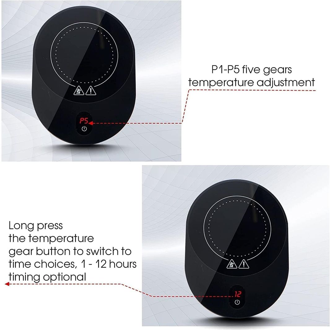 PYXISTIFY Coffee Mug Warmer – Electric Coaster with 5 Temp Gears up to 203 ℉ (95 ℃) – 12 hrs Auto Shutoff