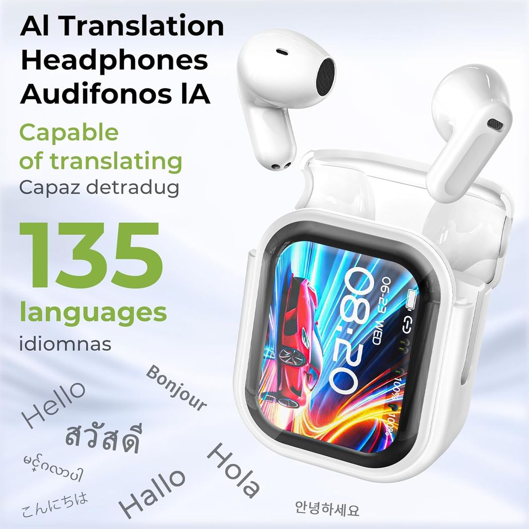 HTC NE20 Translation Earbuds - 2026 New AI 135 Language Translator Earbuds,Translate Ear Buds for Travel Learning