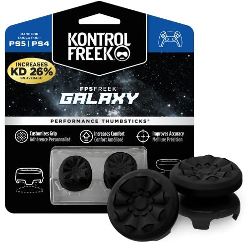 KontrolFreek FPS Freek Galaxy Black for Play Station 4 and 5 | Performance Thumbsticks | 1 High-Rise, 1 Mid-Rise | Black
