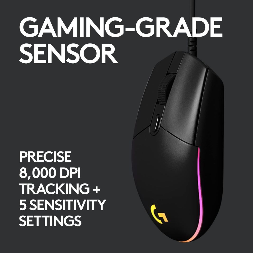 Logitech G102 Light Sync Gaming Mouse with Customizable RGB Lighting, 6 Programmable Buttons, Gaming Grade Sensor