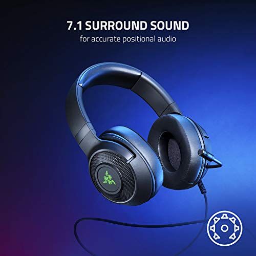 Razer Kraken V3 X Gaming Headset: 7.1 Surround Sound - Triforce 40mm Drivers - HyperClear Bendable Cardioid Mic