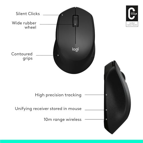 Logitech M330 SILENT PLUS Wireless Mouse, 2.4GHz with USB Nano Receiver, 1000 DPI Optical Tracking, 2-year Battery Life