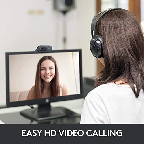 Logitech C270 HD Webcam, HD 720p/30fps, Widescreen HD Video Calling, HD Light Correction, Noise-Reducing Mic, For Skype