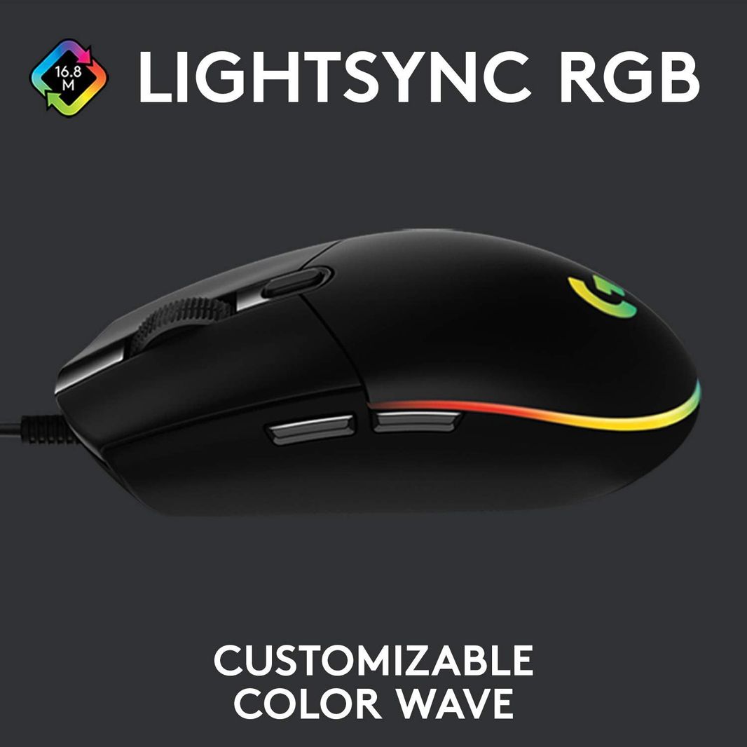 Logitech G102 Light Sync Gaming Mouse with Customizable RGB Lighting, 6 Programmable Buttons, Gaming Grade Sensor