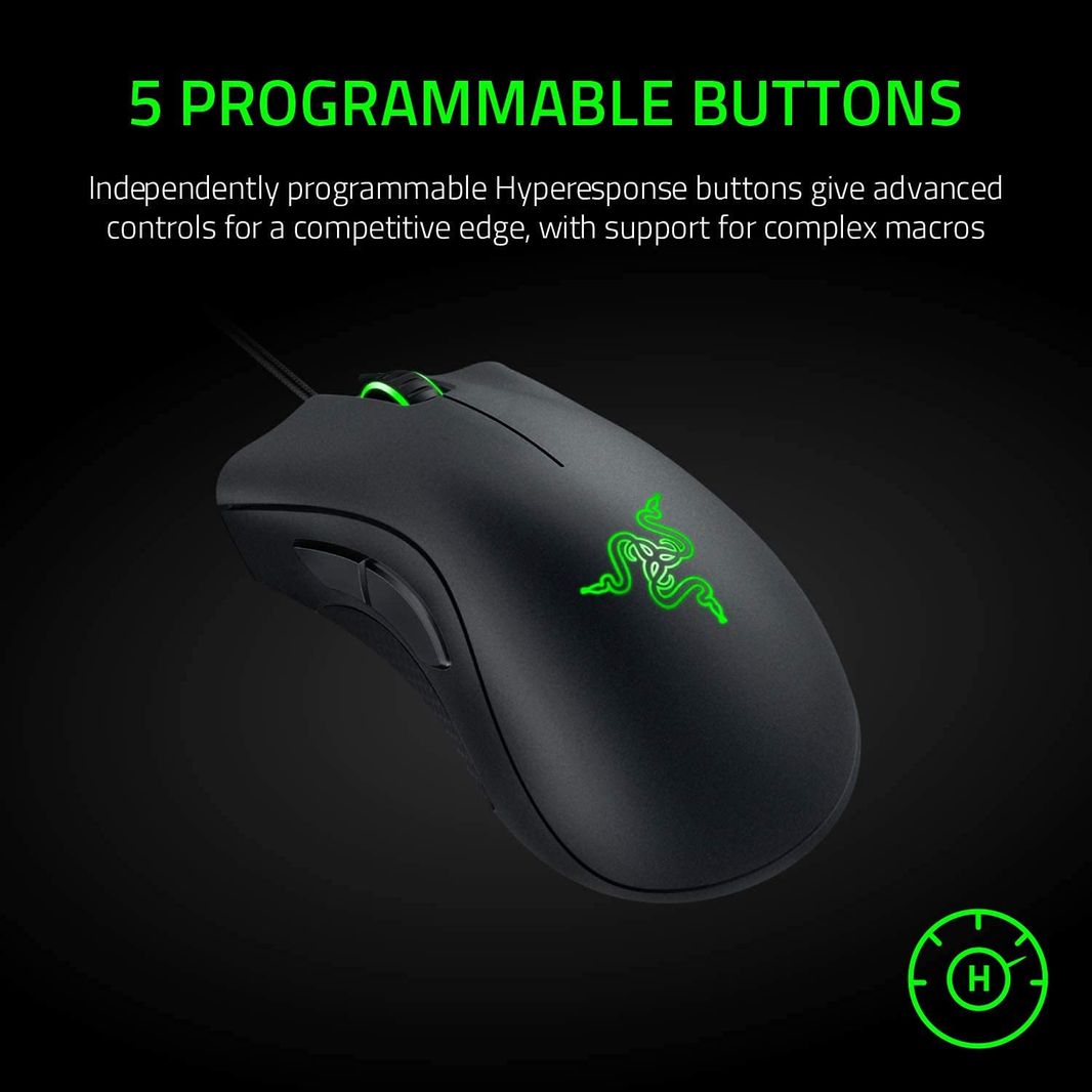 Razer DeathAdder Essential Gaming Mouse: 6400 DPI Optical Sensor - 5 Programmable Buttons - Mechanical Switches