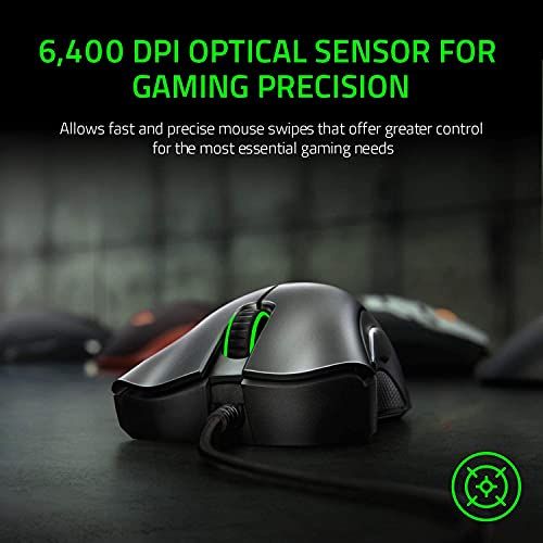 Razer DeathAdder Essential Gaming Mouse: 6400 DPI Optical Sensor - 5 Programmable Buttons - Mechanical Switches