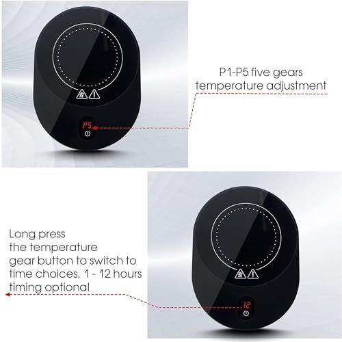 PYXISTIFY Coffee Mug Warmer – Electric Coaster with 5 Temp Gears up to 203 ℉ (95 ℃) – 12 hrs Auto Shutoff