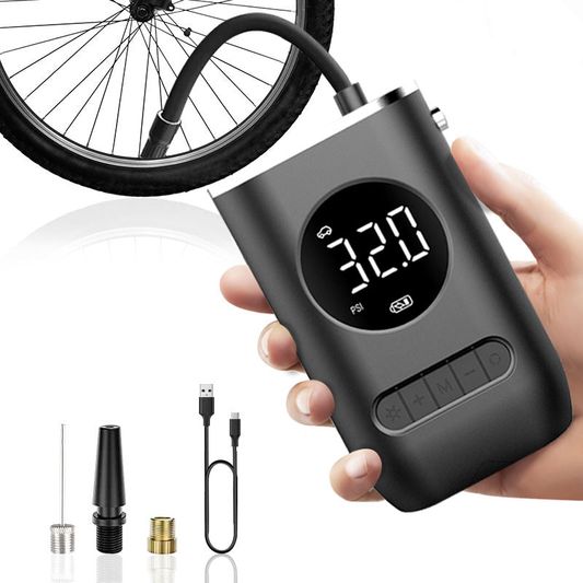 Mini Wireless Tire Inflator – Rechargeable Digital Air Pump Compressor for Car, Bike & Motorcycle
