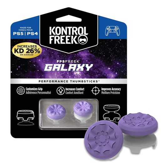 KontrolFreek FPS Freek Galaxy Purple for Play Station 4 and 5 | Performance Thumbsticks | 1 High-Rise, 1 Mid-Rise | Purple