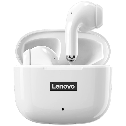 Lenovo LP40 Pro Wireless Earbuds | Bluetooth 5.1 Headphones in-Ear 25H Playtime | USB-C Fast Charge | Deep Bass | White